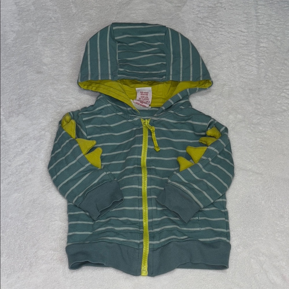 Tommy Bahama Teal and Yellow Dino Hoodie 6-9 month zip up